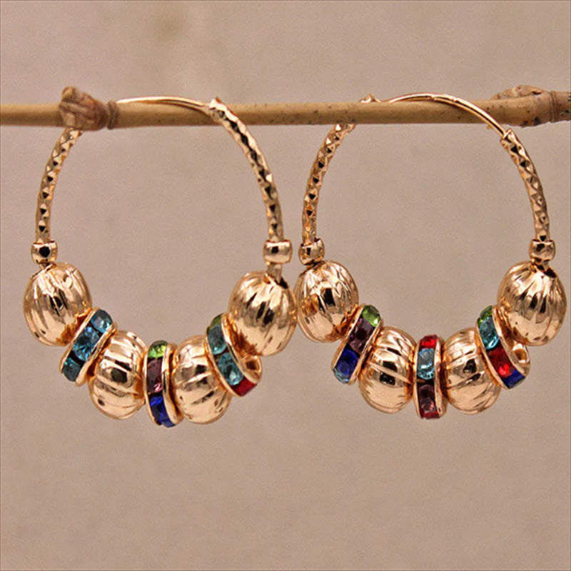 Women's Creative Vintage Zircon Ball Ring Earrings