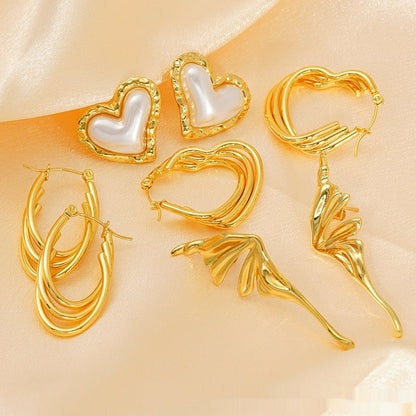 Love Butterfly Multi-layer Line Irregular Ear Studs