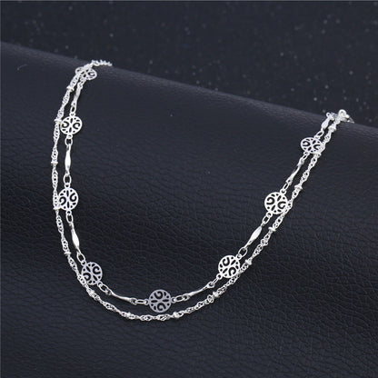 Hollow Anklet Clip Bead Silver Jewelry