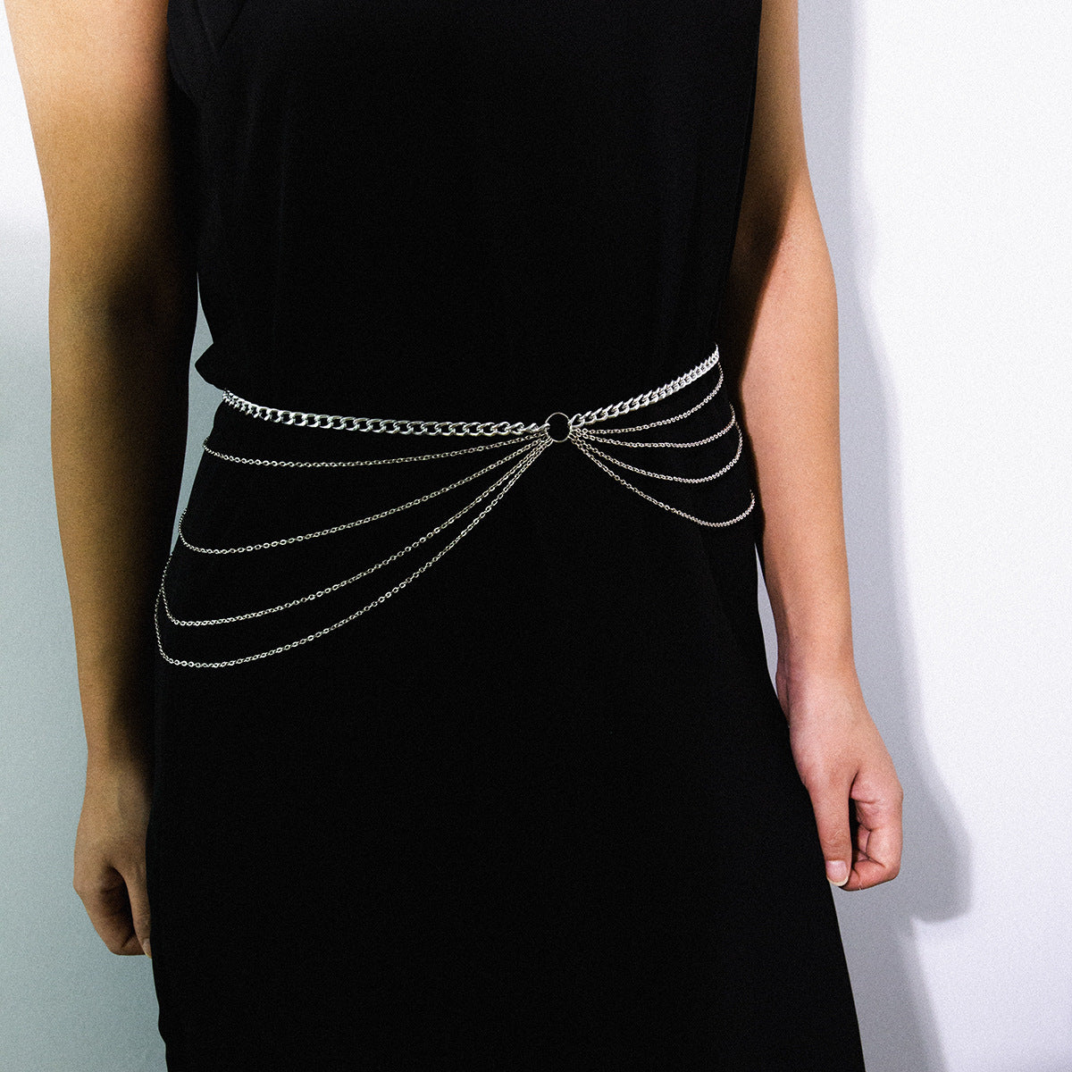 Metal geometric waist chain