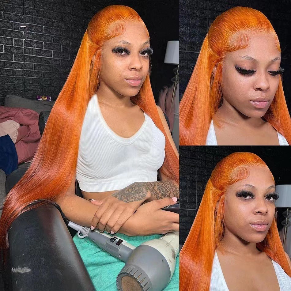 Front Lace Wig Orange Lace Straight Hair
