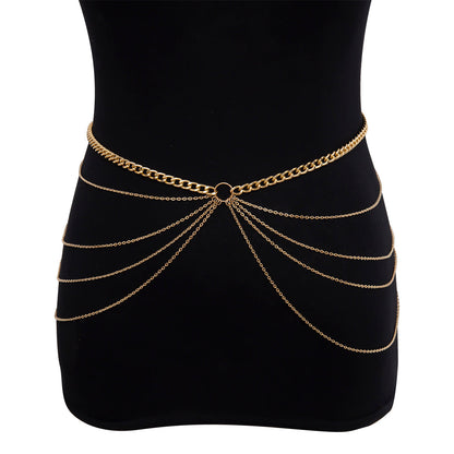 Metal geometric waist chain