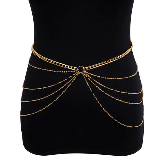Metal geometric waist chain