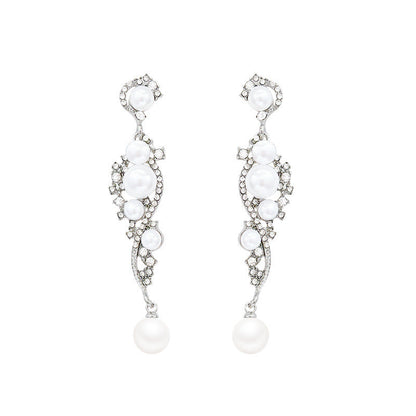 Zircon Pearl Tassel Light Luxury French High Sense Niche Temperament Vacation Style Earrings