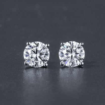 High-end Bezel Setting Round Zircon Micro Inlaid Zircon Multi-style Stud Earrings