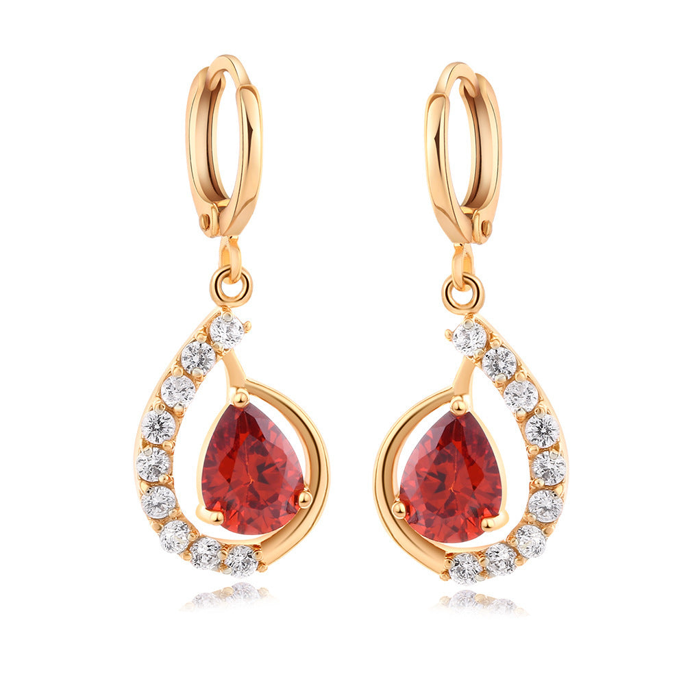 European And American Ins Style Women's Copper Micro-inlaid Drop-shaped Zircon Earrings For Women