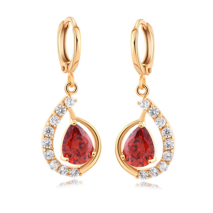 European And American Ins Style Women's Copper Micro-inlaid Drop-shaped Zircon Earrings For Women