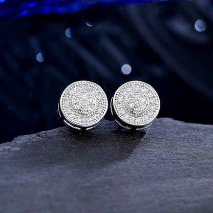High-end Bezel Setting Round Zircon Micro Inlaid Zircon Multi-style Stud Earrings
