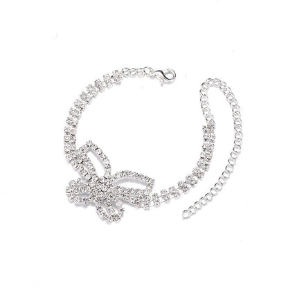 Accessories Full Diamond Butterfly Anklet Multi-layer Rhinestone Anklet
