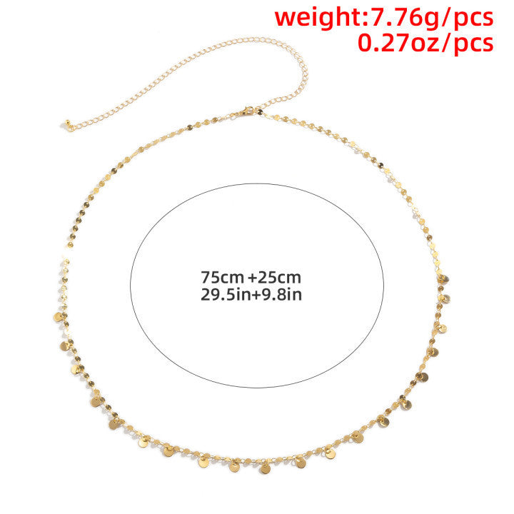 Fashion Sexy Geometric Sequins Tassel Waist Chain