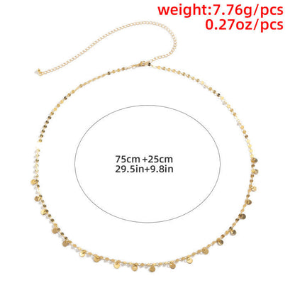 Fashion Sexy Geometric Sequins Tassel Waist Chain