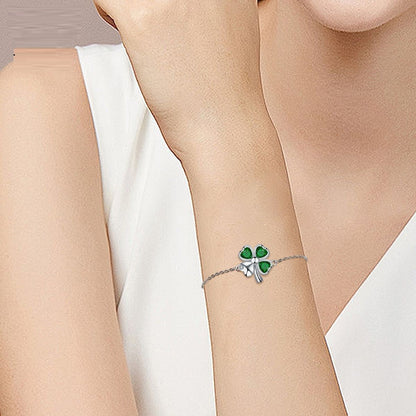 A Set Of Four-leaf Clover Bracelets And Earrings For Women