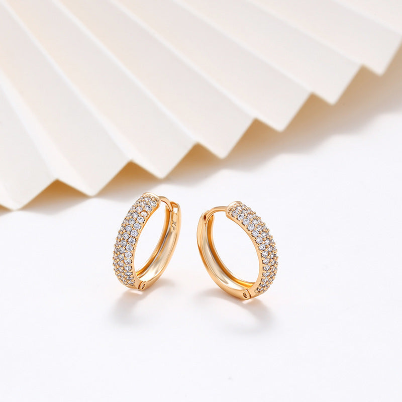 Retro High Sense Three-row Drill Wide Face Ear Clip