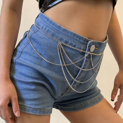 Metal Claw Chain Diamond U-Shaped Tassel Waist Chain