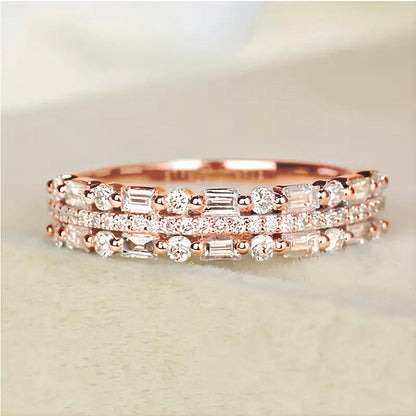 Three-layer Fine Circle Line Setting For Women Full Finger Rings