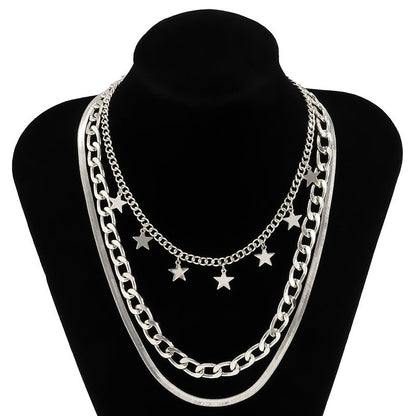 Multilayer Star Choker Necklaces for Women Punk Geometric Snake Chain