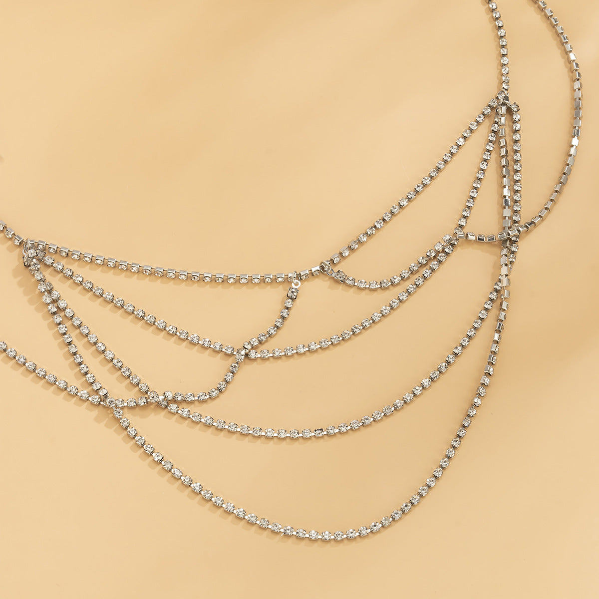 Metal Claw Chain Diamond U-Shaped Tassel Waist Chain