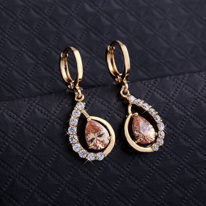 European And American Ins Style Women's Copper Micro-inlaid Drop-shaped Zircon Earrings For Women