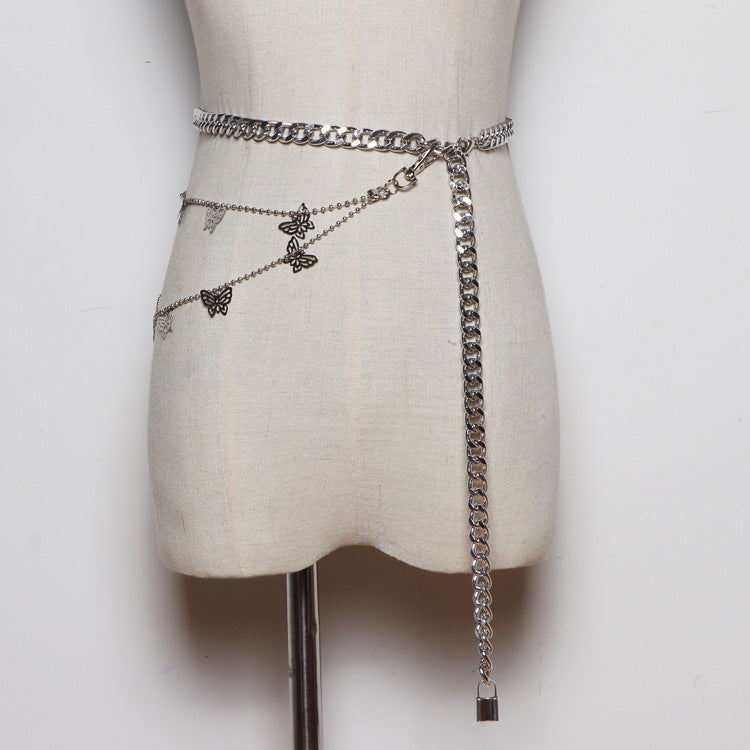 Belt Chain Butterfly Decoration Punk Waist Chain Pants Chain