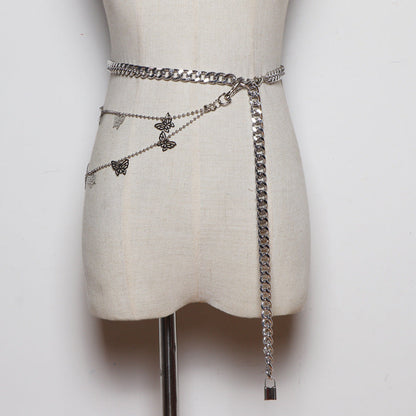 Belt Chain Butterfly Decoration Punk Waist Chain Pants Chain