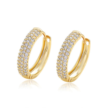 Retro High Sense Three-row Drill Wide Face Ear Clip