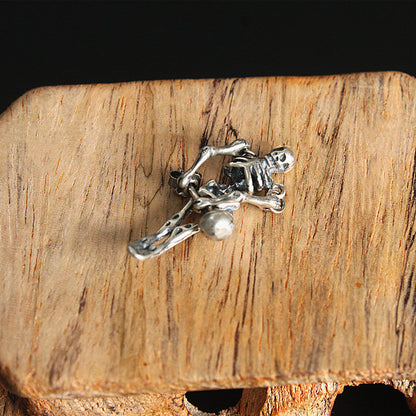 S925 Sterling Silver Personalized Creative Retro Simple Skull Stud Earrings