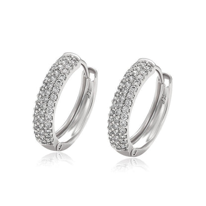 Retro High Sense Three-row Drill Wide Face Ear Clip