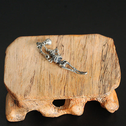 S925 Sterling Silver Personalized Creative Retro Simple Skull Stud Earrings