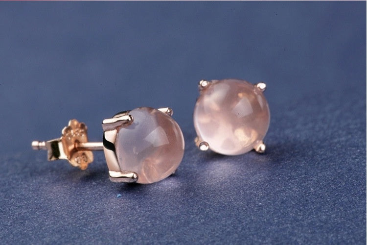 Women's Simple Korean Style Synthetic Ross Quartz Stud Earrings