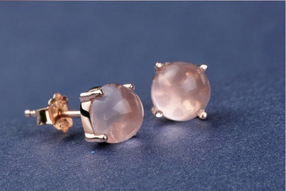 Women's Simple Korean Style Synthetic Ross Quartz Stud Earrings