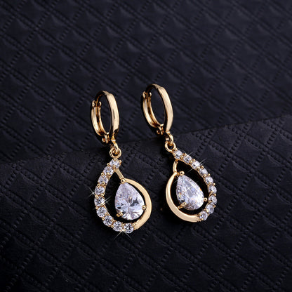 European And American Ins Style Women's Copper Micro-inlaid Drop-shaped Zircon Earrings For Women