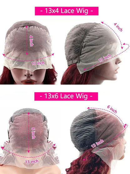 200% Body Wave Wig Burgundy 99J Lace Front Wig 13x4 13x6 HD Lace Frontal Wig Human Hair Pre Plucked 99j Red Colored Wig