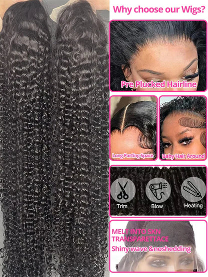 CEXXY 250% High Density Loose Deep Wave 30 40 46Inch 13x6 13x4 HD Lace Frontal Human Hair Wig Brazilian Raw Curly Wigs For Women