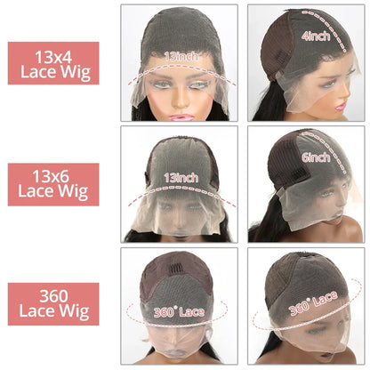 Deep Wave Glueless Wig Human Hair 40 Inch 13x6 Transparent Lace Front Wig 360 Full Lace Wigs For Women Pre cut Kinky Curly Wig