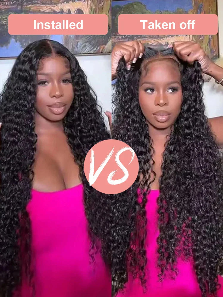 Water Wave Glueless Wig Wear and Go Deep Wave 13x4 13x6 Hd Lace Front Human Hair Wig 250% Curly Human Hair Wigs 7x5 Closure Wig