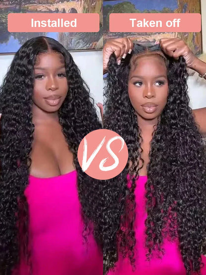 Water Wave Glueless Wig Wear and Go Deep Wave 13x4 13x6 Hd Lace Front Human Hair Wig 250% Curly Human Hair Wigs 7x5 Closure Wig