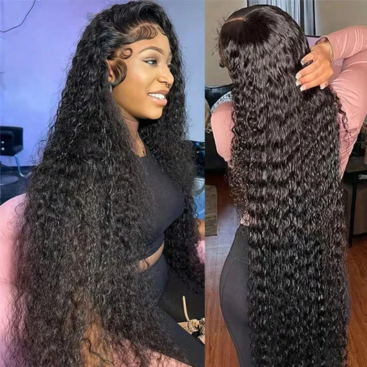 Deep Wave Glueless Wig Human Hair 40 Inch 13x6 Transparent Lace Front Wig 360 Full Lace Wigs For Women Pre cut Kinky Curly Wig