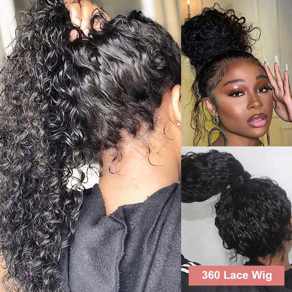 Deep Wave Glueless Wig Human Hair 40 Inch 13x6 Transparent Lace Front Wig 360 Full Lace Wigs For Women Pre cut Kinky Curly Wig