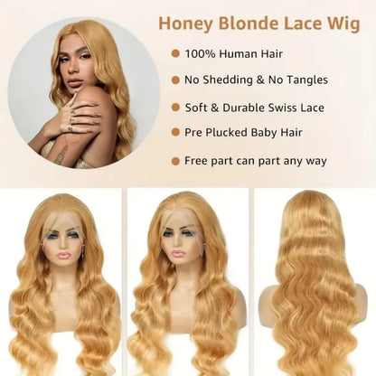 27 Honey Blonde Wig Human Hair 13x6 Hd Lace Frontal Wig 250 Density  Body Wave Lace Front Wig 13x4 Honey Blonde Human Hair Wigs