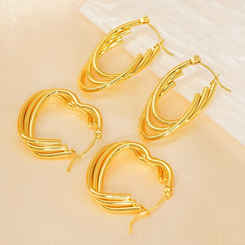 Love Butterfly Multi-layer Line Irregular Ear Studs