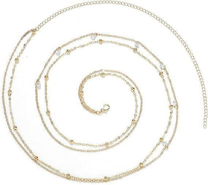 Women's Fashion Round Beads Chain Double-layer Waist Chain