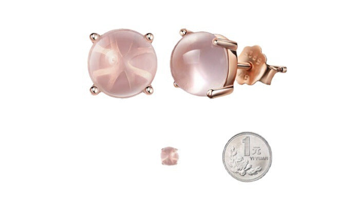 Women's Simple Korean Style Synthetic Ross Quartz Stud Earrings