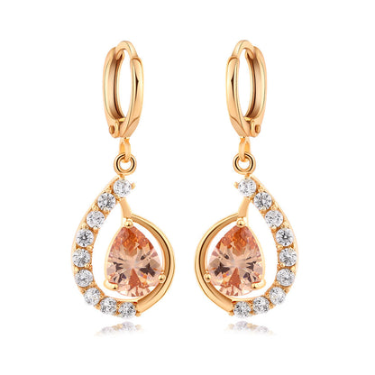 European And American Ins Style Women's Copper Micro-inlaid Drop-shaped Zircon Earrings For Women