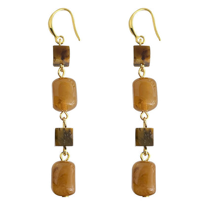 New Designer Model Tigereye Long Handmade Tassel Earrings