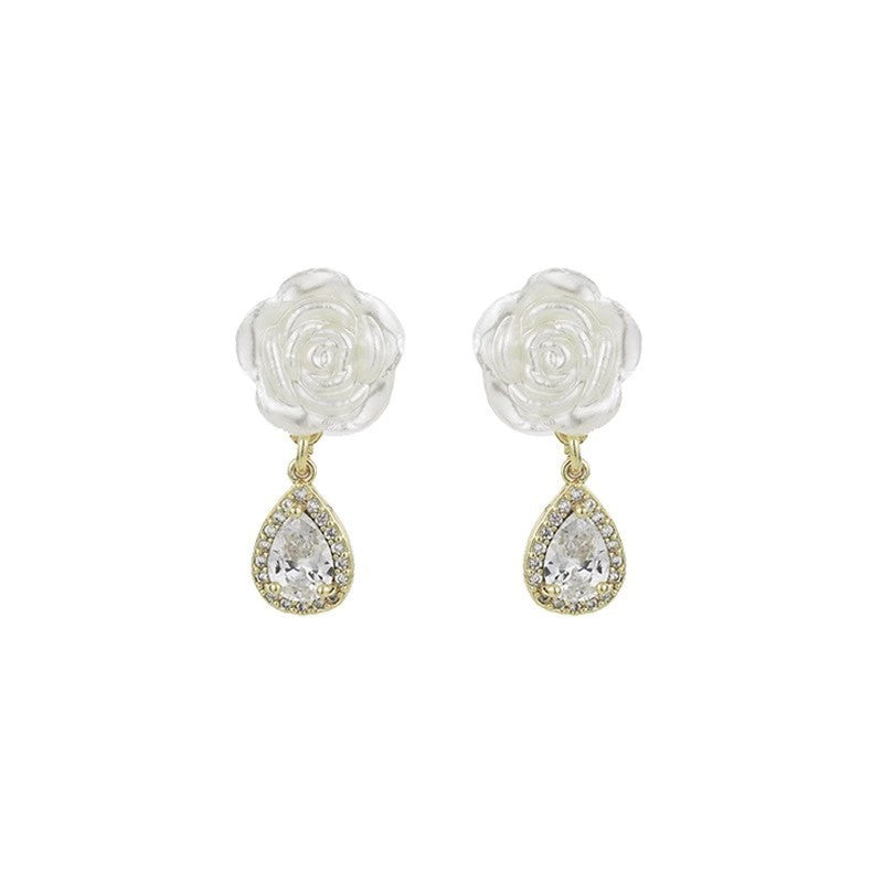 White Camellia Mosquito Coil No Pierced Female Earrings