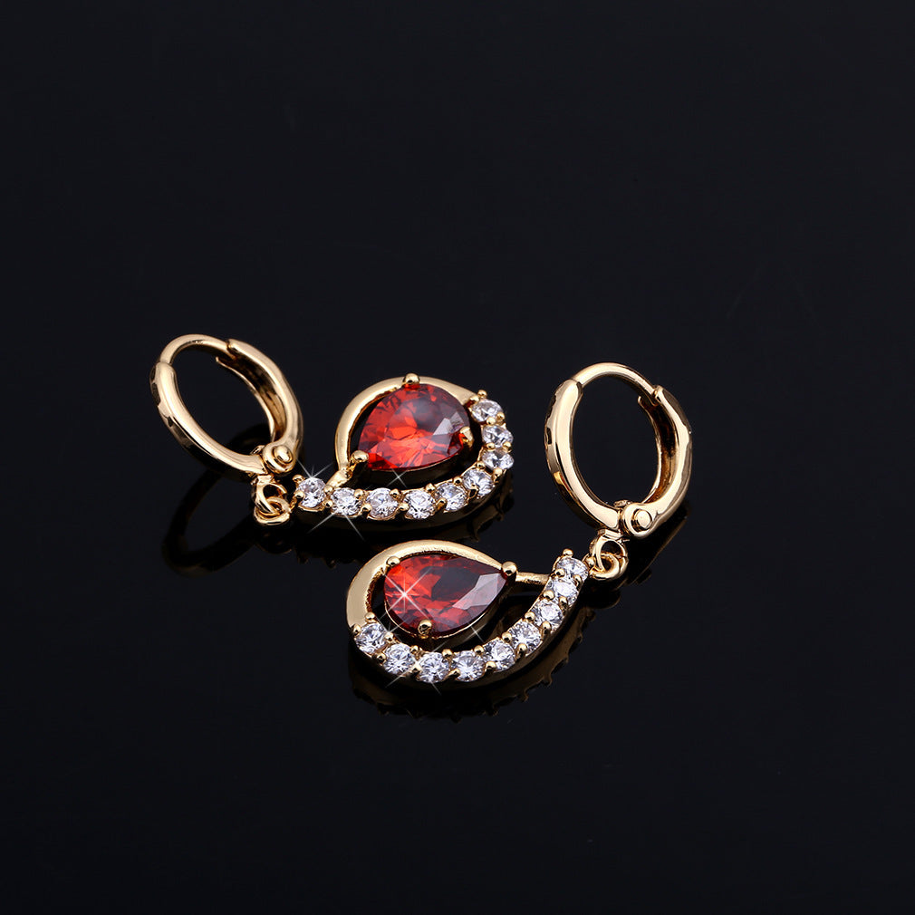 European And American Ins Style Women's Copper Micro-inlaid Drop-shaped Zircon Earrings For Women