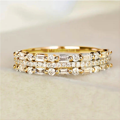 Three-layer Fine Circle Line Setting For Women Full Finger Rings