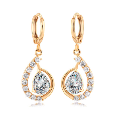 European And American Ins Style Women's Copper Micro-inlaid Drop-shaped Zircon Earrings For Women