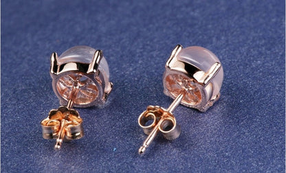 Women's Simple Korean Style Synthetic Ross Quartz Stud Earrings