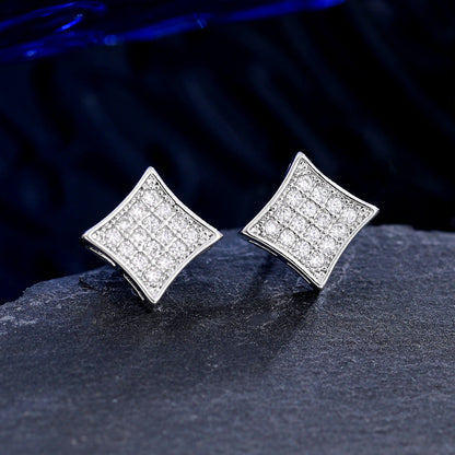 High-end Bezel Setting Round Zircon Micro Inlaid Zircon Multi-style Stud Earrings